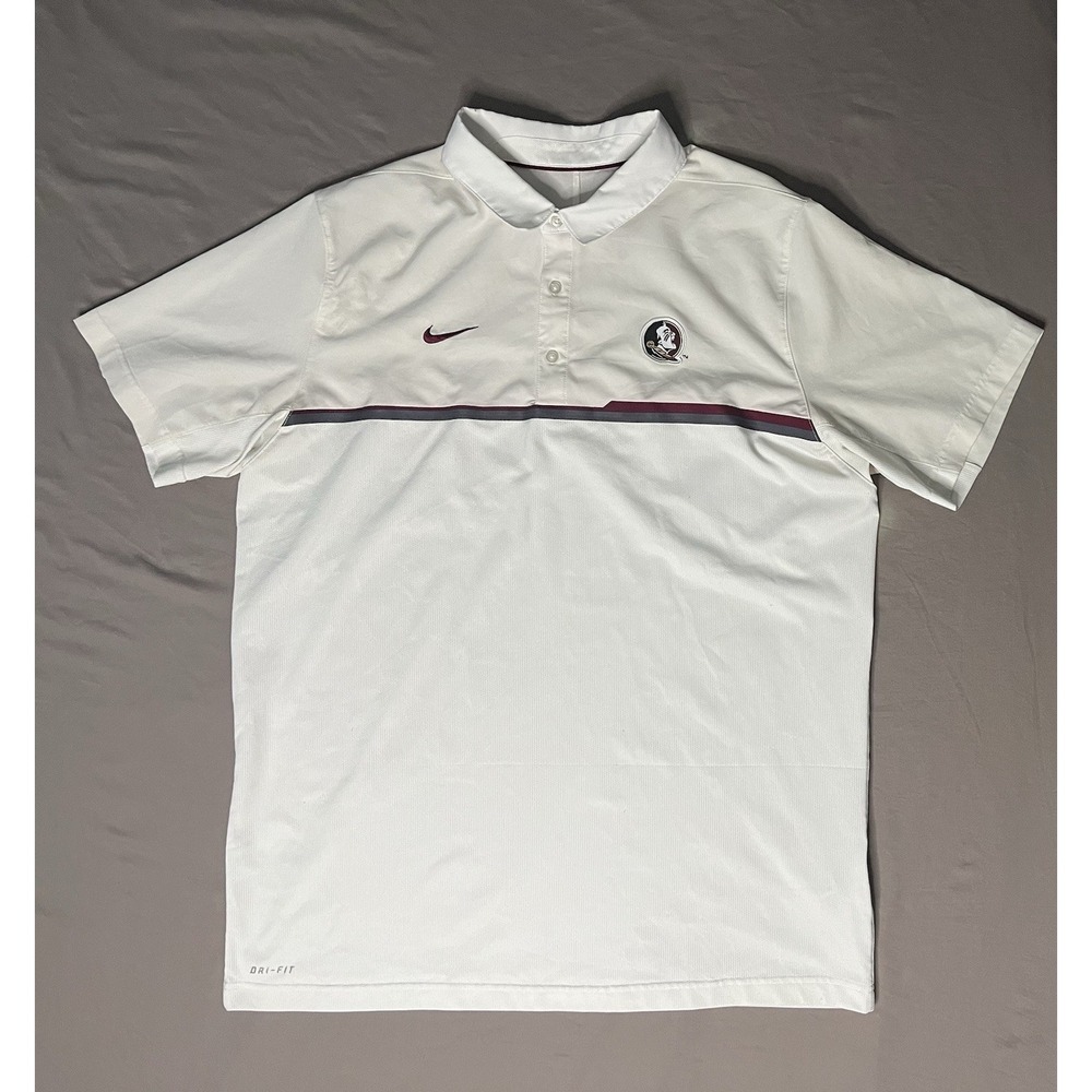 Nike Dri Fit Florida State Seminoles Polo Shirt Men's XL White Football 32855X